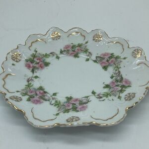 Elegant White and Pink Dinnerware with Scalloped Design Antique Austria